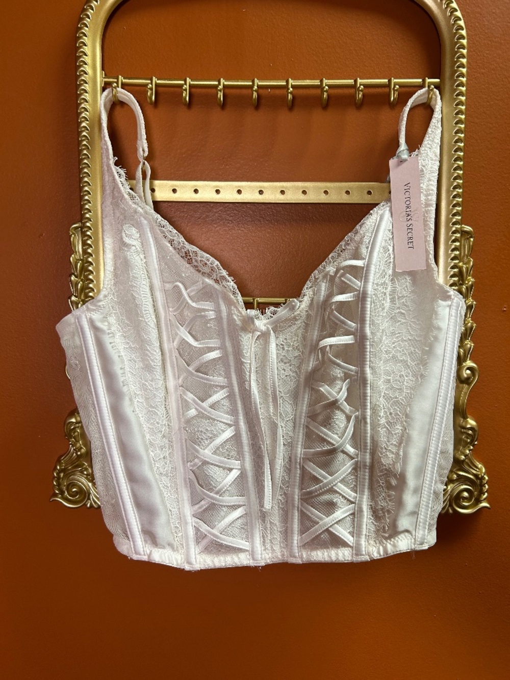 NWT Victoria’s Secret White Lace Corset Bustier Top Medium Bridal